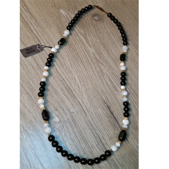 intage Mona So Natural Polished Stone Beaded Necklace New Old Stock Dressy Glam - Picture 3 of 5